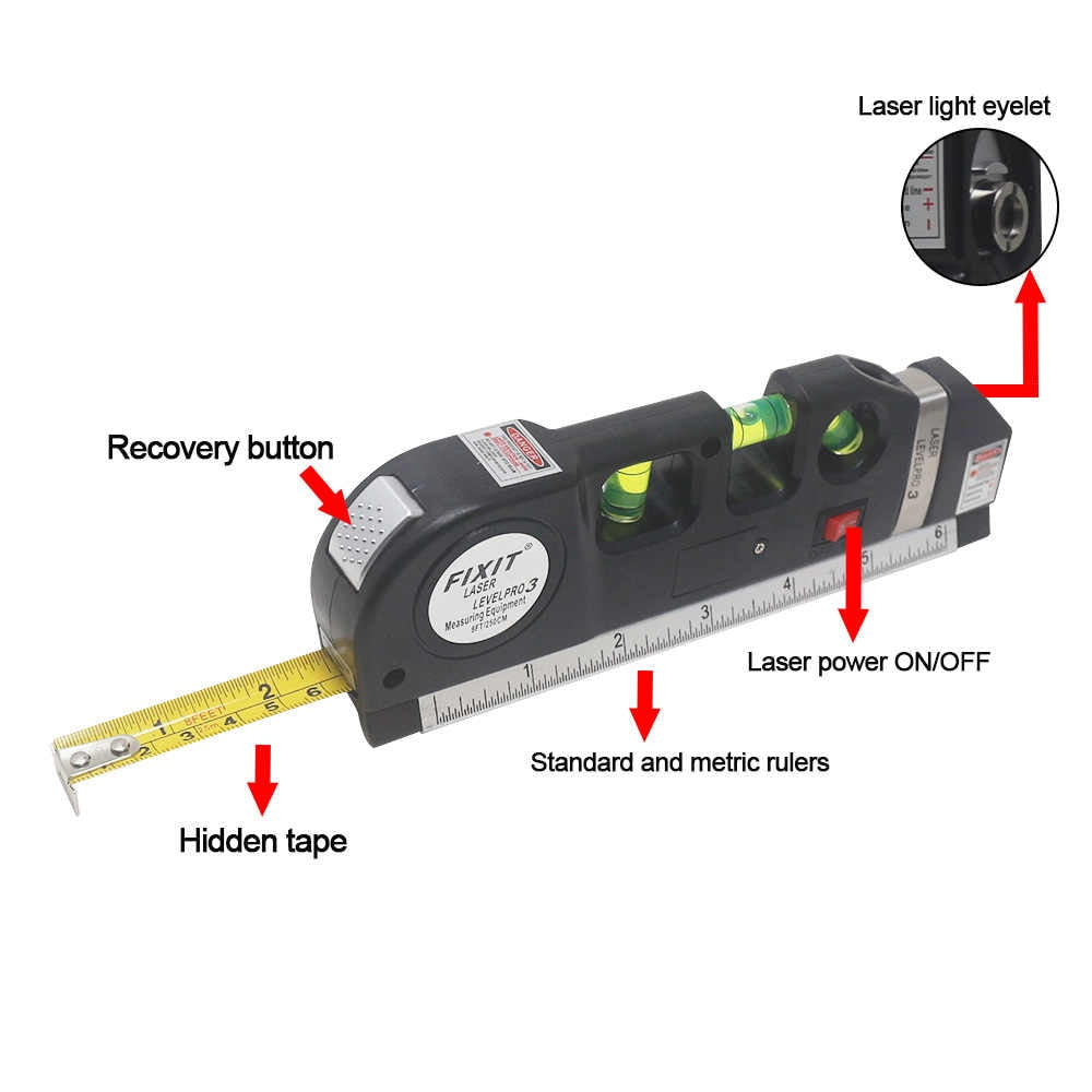 (Free Home Delivery) Professional 5-in-1 Laser Level with Ruler, Scale & Triple Spirit Level