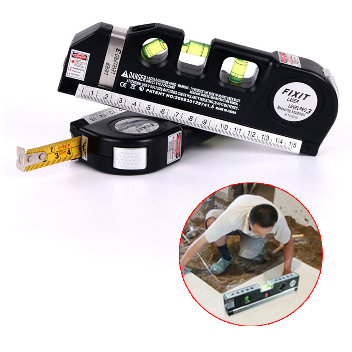 (Free Home Delivery) Professional 5-in-1 Laser Level with Ruler, Scale & Triple Spirit Level