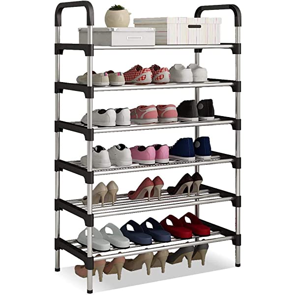 6 Layer shoe rack Tier Colored stainless steel Stackable shoe rack organizer