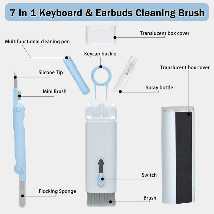 7-in-1 Computer Keyboard Cleaner Brush Kit Earphone Cleaning Pen For Headset Keyboard Cleaning Tools Cleaner Keycap Puller Kit