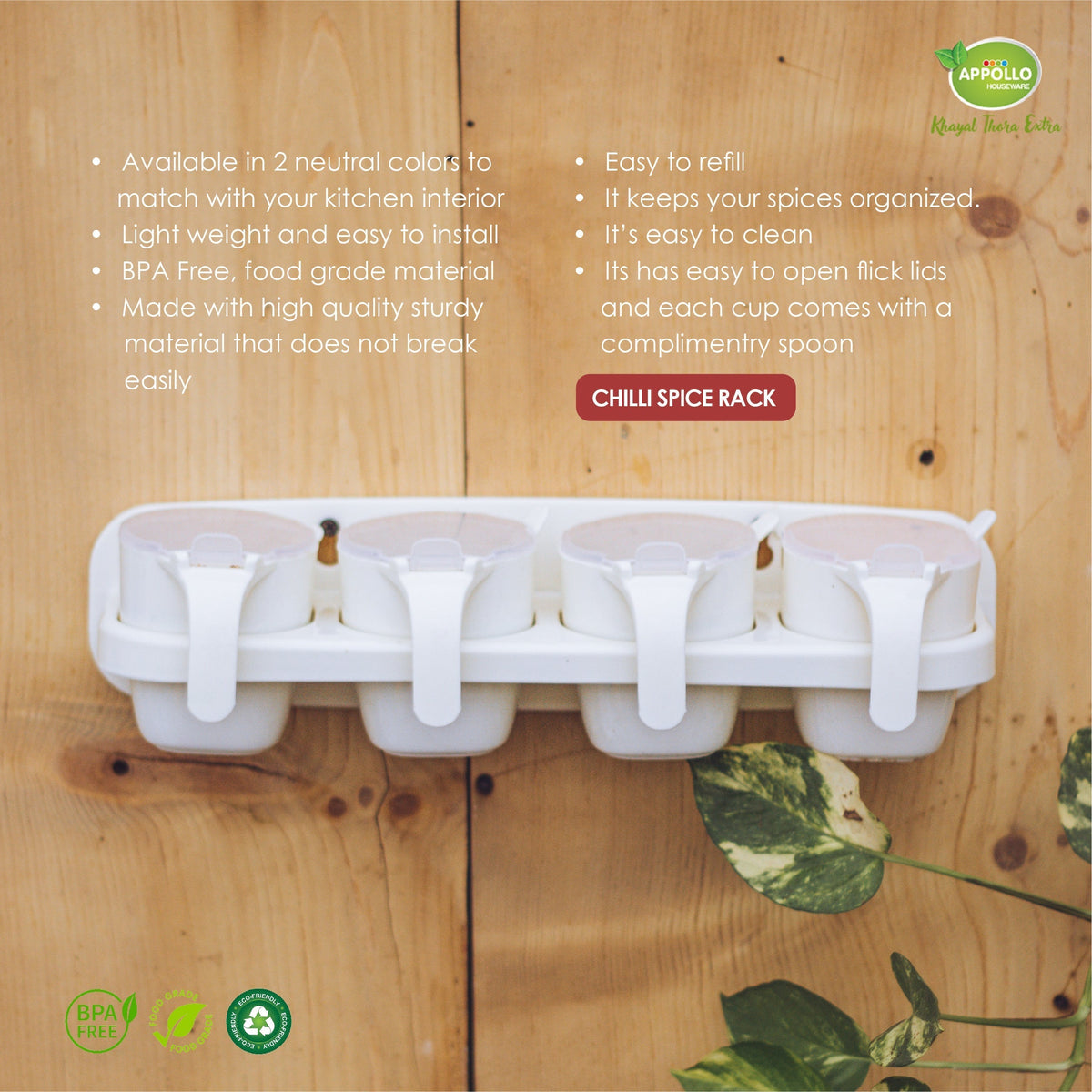4 In 1 Beautiful Chili Spice Rack Wall Hanging Kitchen Rack High Quality