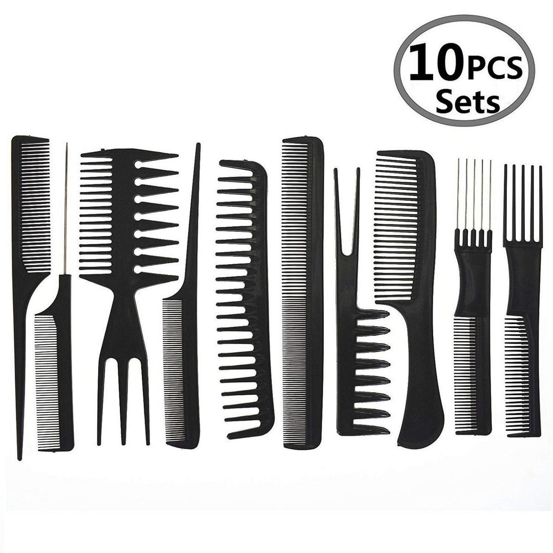 10 pieces Black Professional Combs Hair Salon Hair Styling Barbers Comb Set Kit Rat Tail Comb