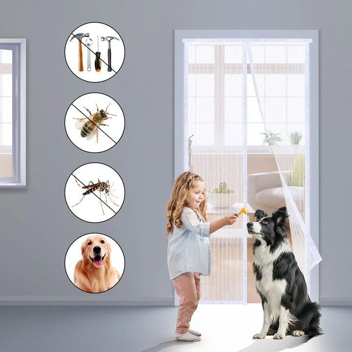 (Free Deliverey) Mosquito Door Net Mesh Screen – Magnetic Hands Free Closer