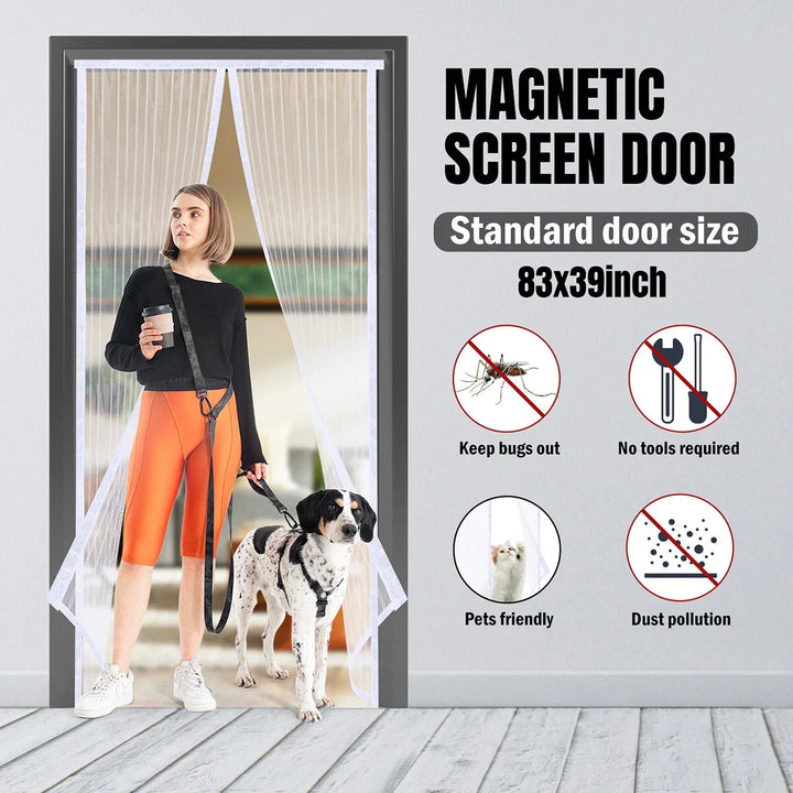 (Free Deliverey) Mosquito Door Net Mesh Screen – Magnetic Hands Free Closer