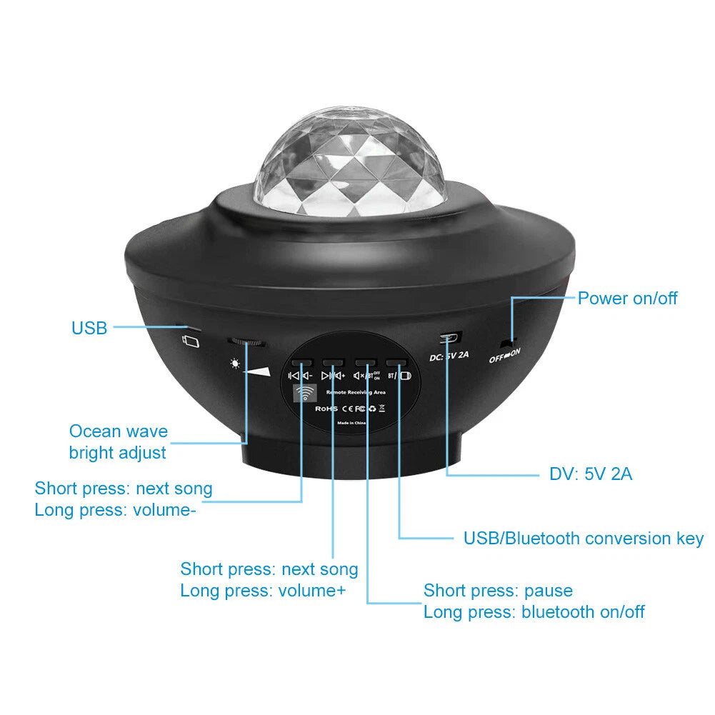 (Free Delivery) Galaxy Projector Lamp With Music Bluetooth Speaker