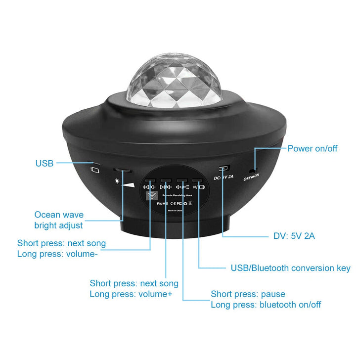 (Free Delivery) Galaxy Projector Lamp With Music Bluetooth Speaker