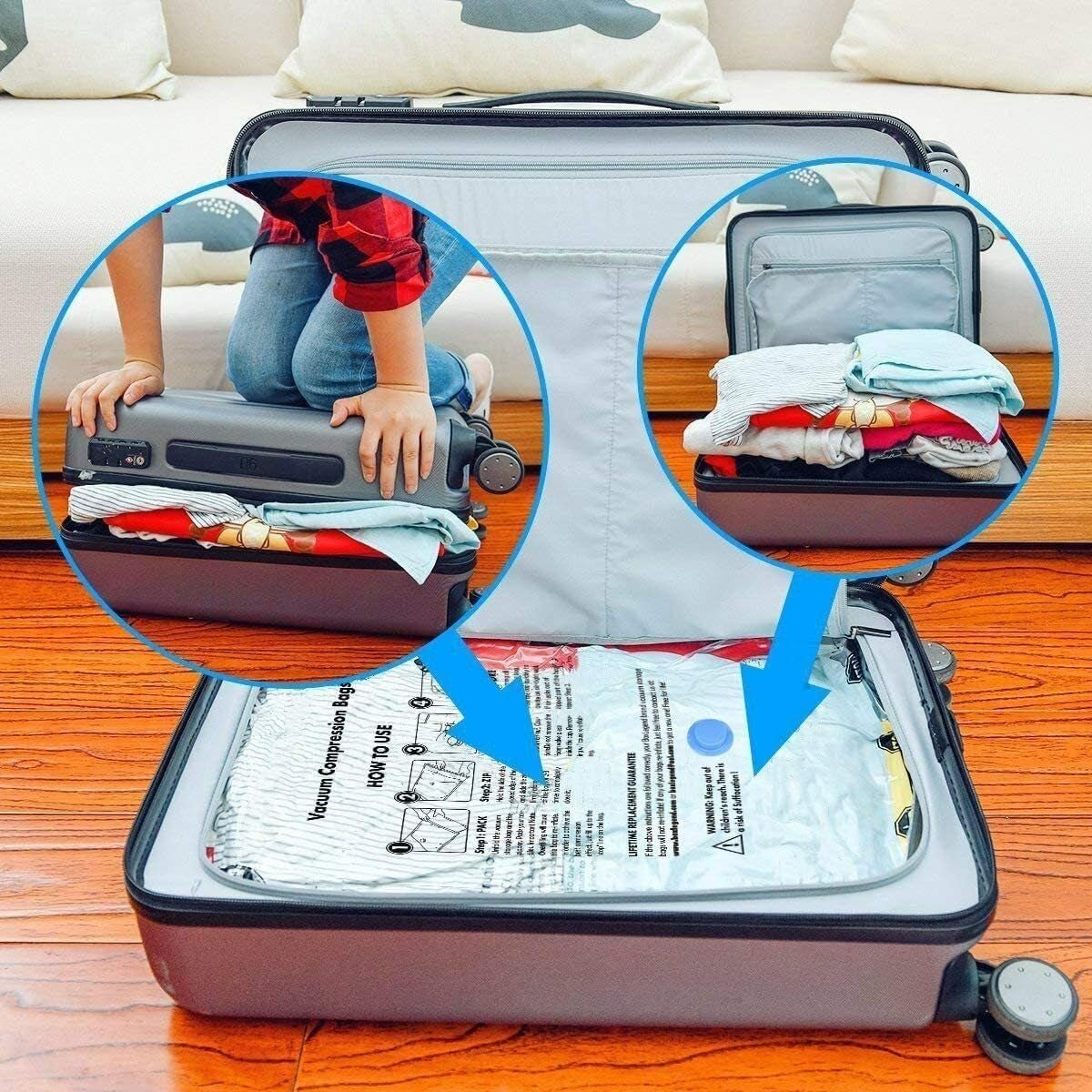 |FREE DELIVERY| Vacuum Storage Bags with Hand Pump – 5 Pack
